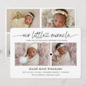 おしゃれな Little Miracle 出生写真コラージュ 誕生 案内状 (正面/裏面)