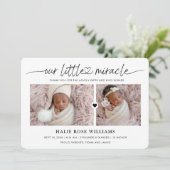 おしゃれな Little Miracle 出生写真コラージュ 誕生 案内状 (スタンド正面)