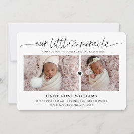 おしゃれな Little Miracle 出生写真コラージュ 誕生 案内状