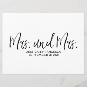 おしゃれな「Mrs. and Mrs.」レズビアンウェディングサイン 招待状