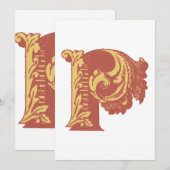 おしゃれな「P」刺繍 招待状 (正面/裏面)