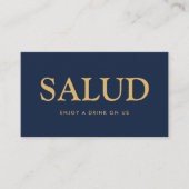おしゃれな「Salud」スペイン語 無料ドリンクチケット エンクロージャーカード (正面)