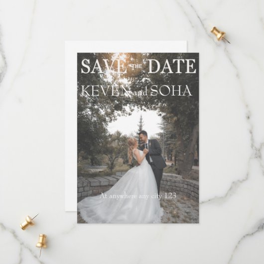 おしゃれな「Save the Date」カード セーブザデート (正面/裏面インサイチュ)