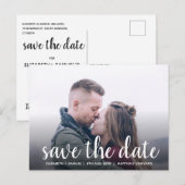 おしゃれな Save the Date 白 カスタム写真オーバーレイ 案内ポストカード (正面/裏面)