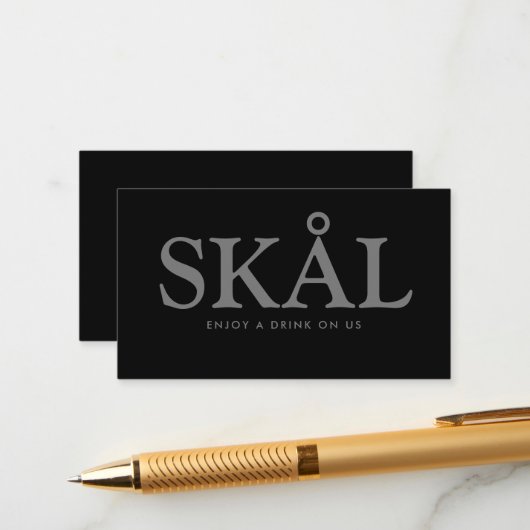 おしゃれな「Skål」ノルディック フリードリンクチケット エンクロージャーカード (正面/裏面インサイチュ)