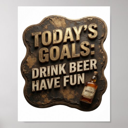 おしゃれな TODAY'S GOALS DRINK BEER HAVE FUN v2 ポスター (正面)