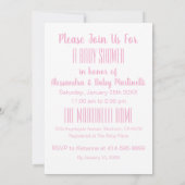 おしゃれなBABYシャワー ミニマルピンク 招待状 (裏面)