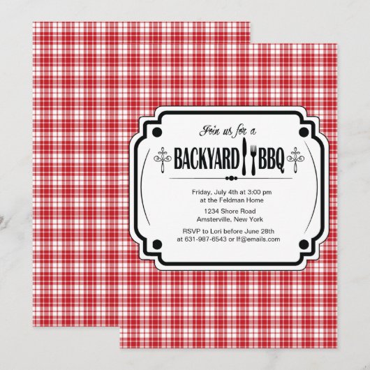 おしゃれなBBQ招待状 招待状 (正面/裏面)