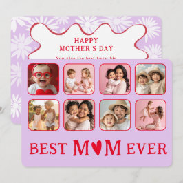 おしゃれなBest Mom Ever パープルとピンクのフォトカード シーズンカード