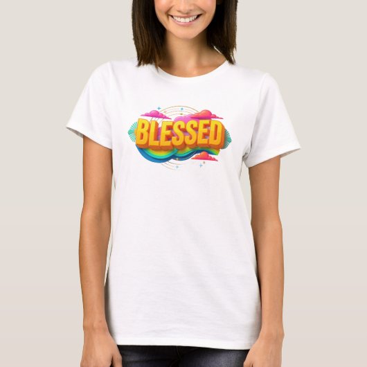 おしゃれなBLESSEDグラフィックTシャツデザイン Tシャツ (正面)