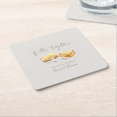 おしゃれなBread and Butterの結婚前お披露目パーティー スクエアペーパーコースター (アングル)