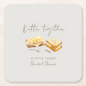 おしゃれなBread and Butterの結婚前お披露目パーティー スクエアペーパーコースター (正面)