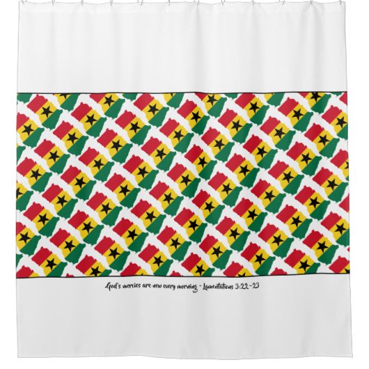おしゃれなGHANA 神の慈悲 哀歌3:23 シャワーカーテン (正面)