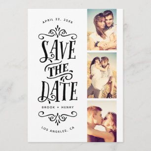 おしゃれなMod 3-写真のSave The Date   ブラック セーブザデート