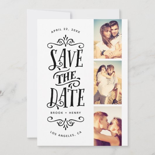 おしゃれなMod 3-写真のSave The Date | ブラック セーブザデート (正面)