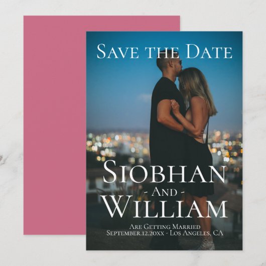 おしゃれなSave The Date 写真付き 招待状 (正面/裏面)