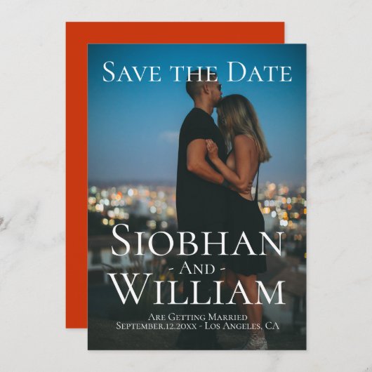 おしゃれなSave The Date - 写真付き 招待状 (正面/裏面)