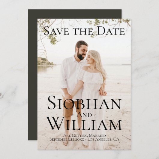 おしゃれなSave The Date 写真入りオリジナルカード 招待状 (正面/裏面)