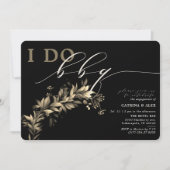 おしゃれにエンゲージメントパーティーを楽しもう。「I Do BBQ グリーンネイビー ベージュ エン 招待状 (正面)