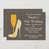 おしゃれに乾杯 ワインチャミパグ 誕生日招待状 招待状 (正面/裏面)