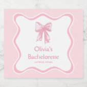 おしゃれに祝おう！ パーソナライズド ピンク リボン 結婚式前パーティー ワインボトルラベル スパークリングワインラベル (シングルラベル)