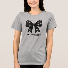 おしゃれに結ばれて - シックなミニマリストリボンTシャツ トライブレンドTシャツ