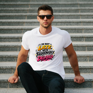 おしゃれに遅刻 ファニー タイポグラフィー Tシャツ