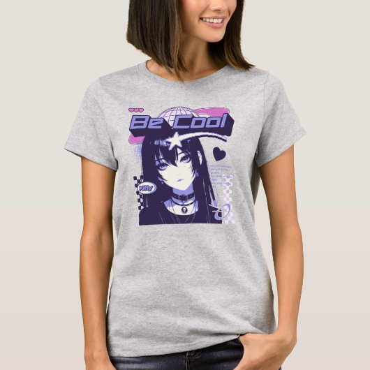 おしゃれアニメ女子ゴス調デザイン Tシャツ (正面)