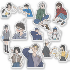 おしゃれアニメ男女のカジュアルファッション ビニールステッカー シール