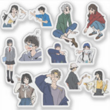 おしゃれアニメ男女カジュアルファッション ビニールステッカー