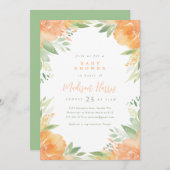 おしゃれオレンジの花のベビーシャワー招待状 招待状 (正面/裏面)