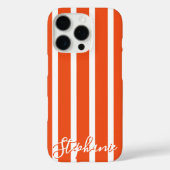 おしゃれオレンジストライプ スクリプトネーム iPhoneケース Case-Mate iPhoneケース (裏面)