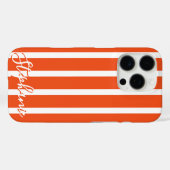 おしゃれオレンジストライプ スクリプトネーム iPhoneケース Case-Mate iPhoneケース (裏面 (横))