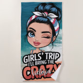 おしゃれカジュアル女子旅 クレイジーを持っていく カスタム ビーチタオル (正面)