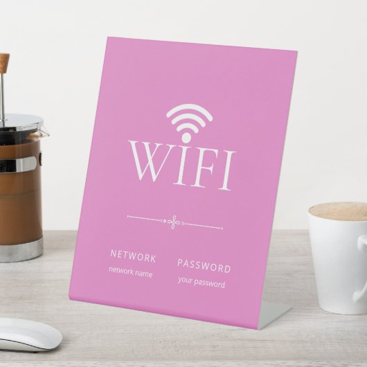 おしゃれガーリーピンクWiFiパスワードサイン 台座サイン (インサイチュ)