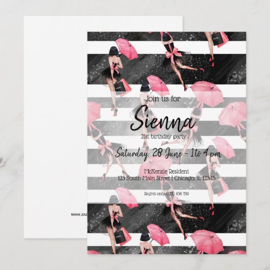 おしゃれガール 招待状 (正面/裏面)