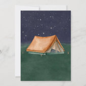 おしゃれキャンプ 寝泊まり誕生日パーティーの少年 招待状 (裏面)