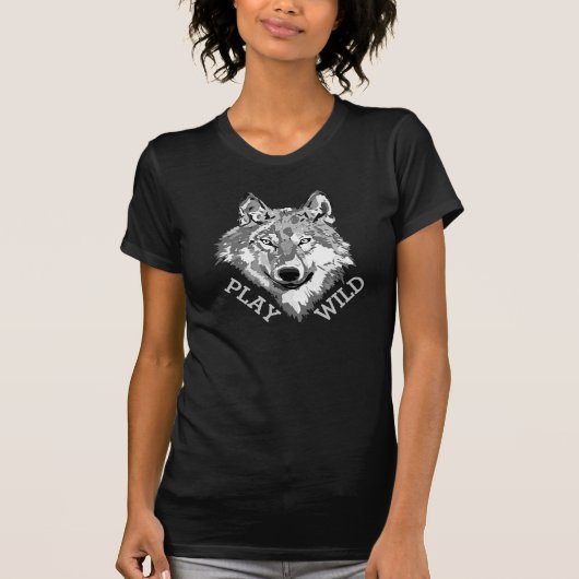 おしゃれグレー ヒップスター 狼 オオカミ ヘッド Tシャツ (正面)