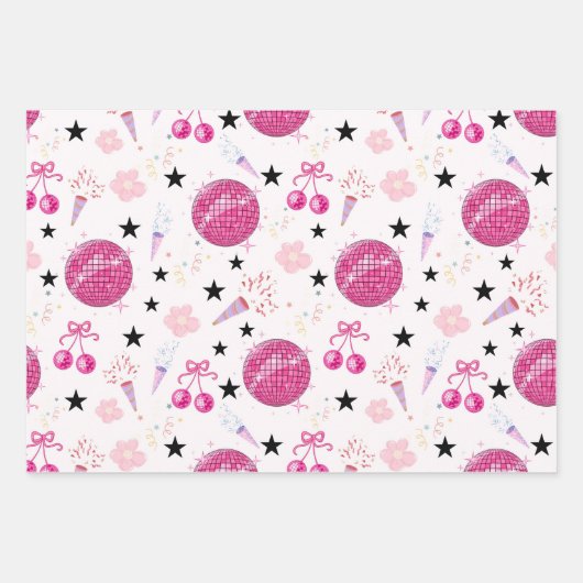 おしゃれディスコパーティシームレスパターン ラッピングペーパーシート (正面)