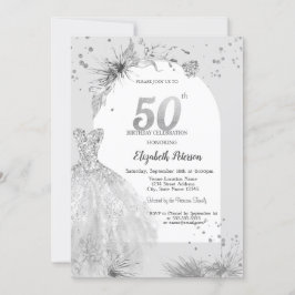 おしゃれドレス 冬 グレー 50歳の誕生日 招待状