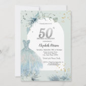 おしゃれドレス 冬 50歳の誕生日 招待状 (正面)