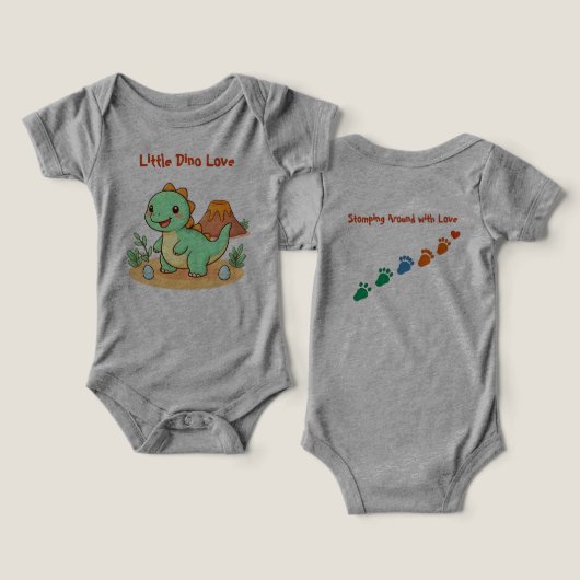 おしゃれハッピー恐竜キッズTシャツ (デザイン正面&裏面)
