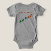 おしゃれハッピー恐竜キッズTシャツ (デザイン裏面)