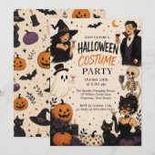 おしゃれハロウィンコスチュームパーティー大人用招待状 招待状 (正面/裏面)