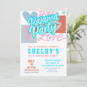 おしゃれパジャマパーティーの女の子の誕生日 招待状 (スタンド正面)