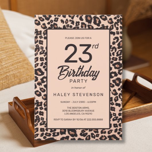 おしゃれヒョウ柄 23歳の誕生日をお祝いしよう 招待状