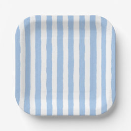 おしゃれブルーストライプ ペーパープレート
