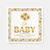 おしゃれベイビー ウォーターカラー ローズ ゴールド ベイビーシャワー スタンダードカクテルナプキン (正面)