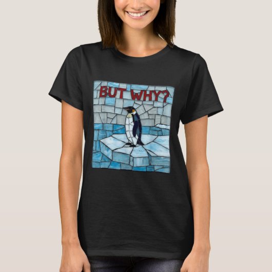 おしゃれペンギンメーム ペンギンだけどなんで? Tシャツ (正面)