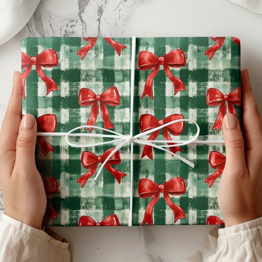 おしゃれボウタイ柄のクリスマス ラッピングペーパー